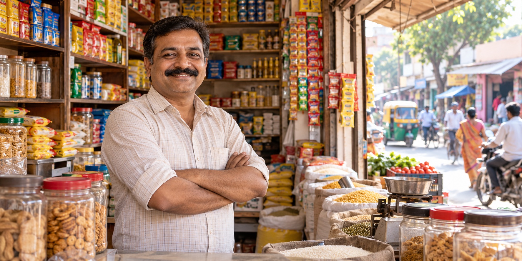 A local shopkeeper in a neighborhood store